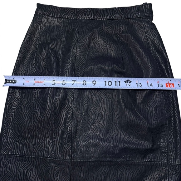 Gino Di Giorgio Vintage Y2K black 100% genuine Leather Pencil Skirt size 5/6 - Picture 8 of 15